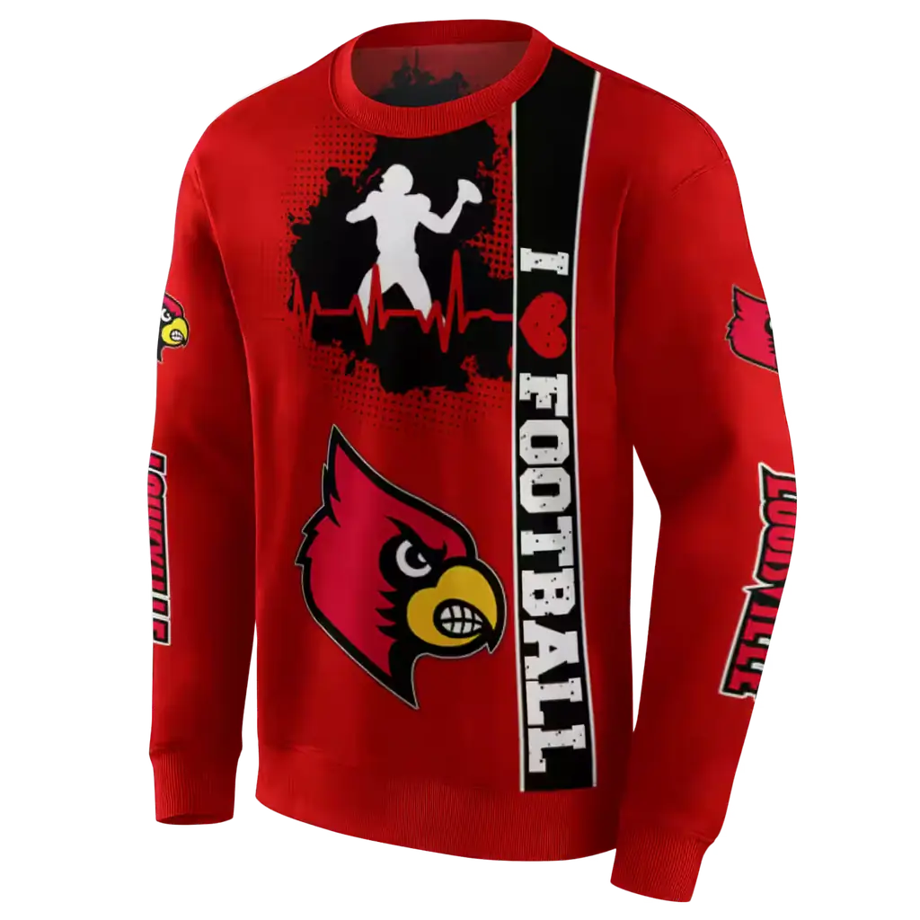 louisville cardinals football heartbeat red hoodie new arrival louisville cardinals football heartbeat red hoodie new arrival