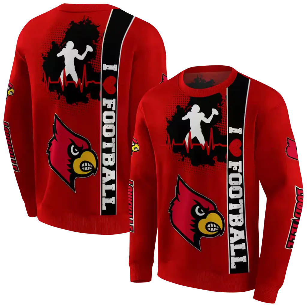 louisville cardinals football heartbeat red hoodie premium grade louisville cardinals football heartbeat red hoodie premium grade