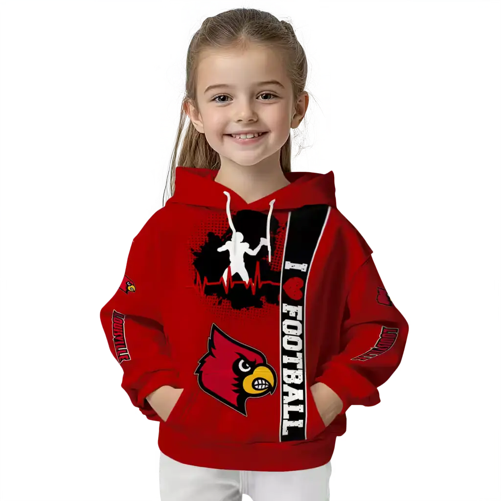 louisville cardinals football heartbeat red hoodie top rated louisville cardinals football heartbeat red hoodie top rated