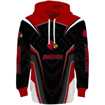 louisville cardinals futuristic pattern red black hoodie best selling