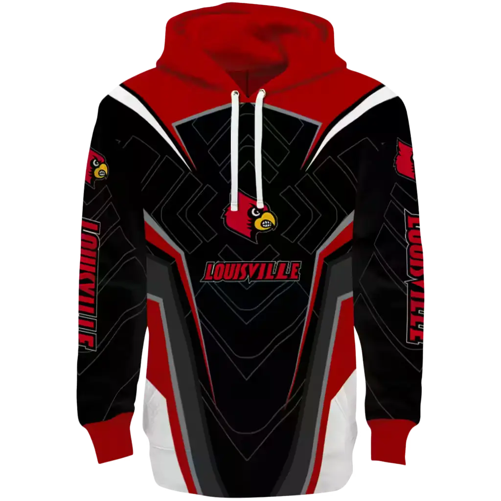 louisville cardinals futuristic pattern red black hoodie best selling louisville cardinals futuristic pattern red black hoodie best selling