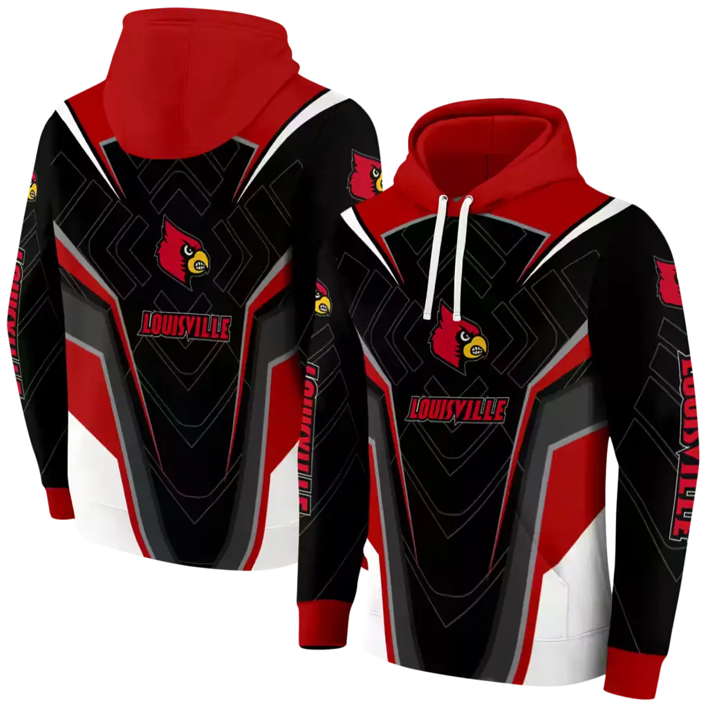 louisville cardinals futuristic pattern red black hoodie fashion forward louisville cardinals futuristic pattern red black hoodie fashion forward