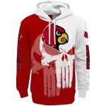 louisville cardinals graphic punisher red white hoodie best selling