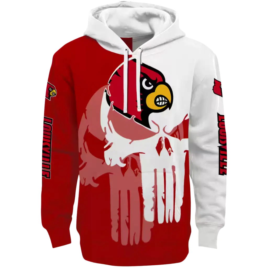 louisville cardinals graphic punisher red white hoodie best selling louisville cardinals graphic punisher red white hoodie best selling