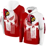 louisville cardinals graphic punisher red white hoodie best selling
