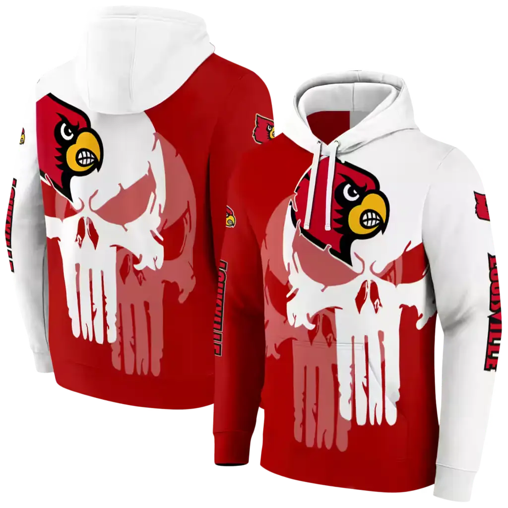 louisville cardinals graphic punisher red white hoodie fashion forward louisville cardinals graphic punisher red white hoodie fashion forward