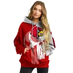 louisville cardinals graphic punisher red white hoodie best selling