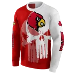 louisville cardinals graphic punisher red white hoodie best selling
