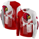 louisville cardinals graphic punisher red white hoodie best selling