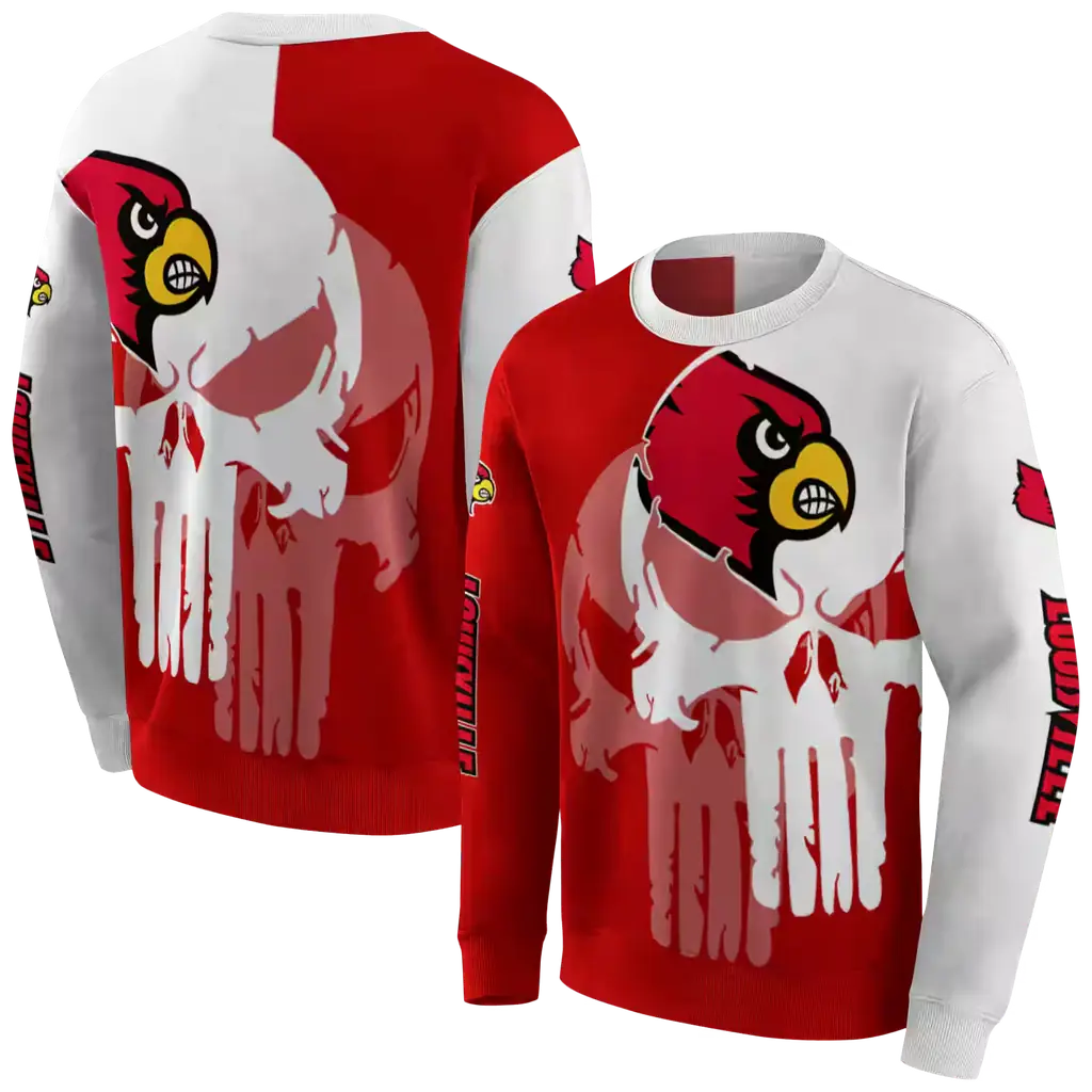 louisville cardinals graphic punisher red white hoodie premium grade louisville cardinals graphic punisher red white hoodie premium grade