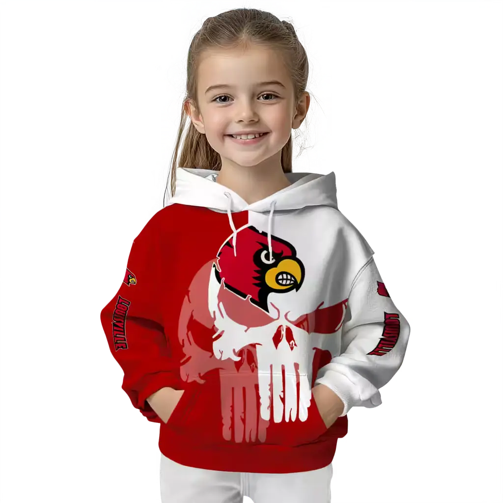 louisville cardinals graphic punisher red white hoodie top rated louisville cardinals graphic punisher red white hoodie top rated