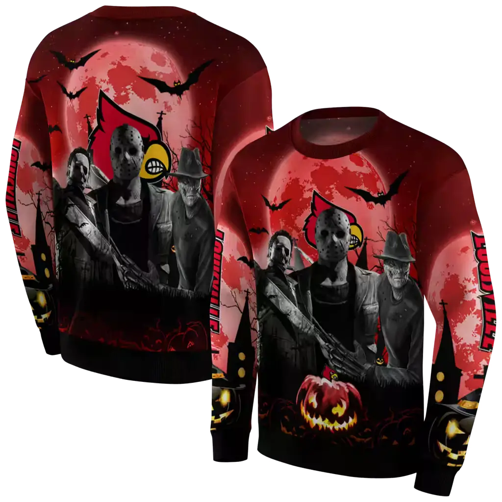 louisville cardinals halloween vibes red black hoodie premium grade louisville cardinals halloween vibes red black hoodie premium grade