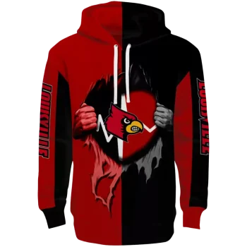 louisville cardinals heartbeat graphic red hoodie best selling