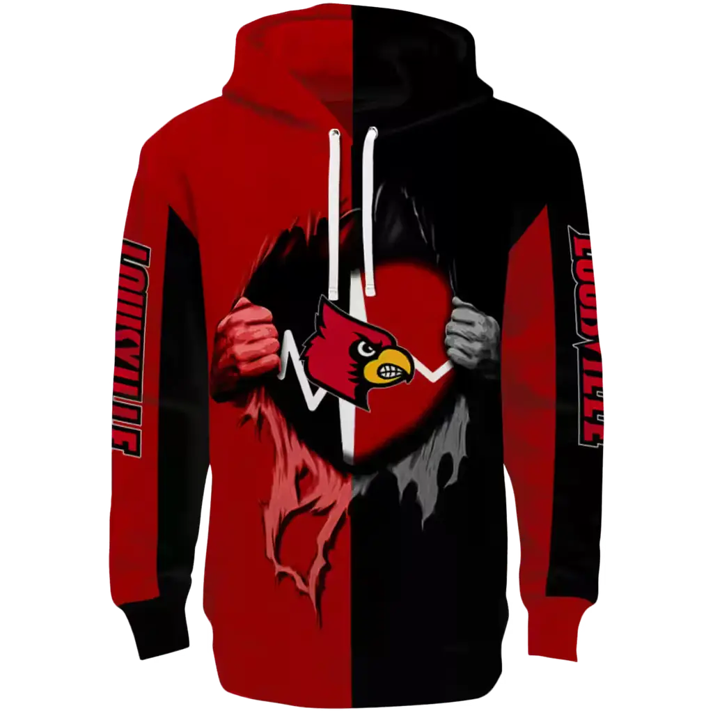 louisville cardinals heartbeat graphic red hoodie best selling louisville cardinals heartbeat graphic red hoodie best selling