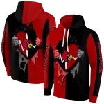 louisville cardinals heartbeat graphic red hoodie best selling