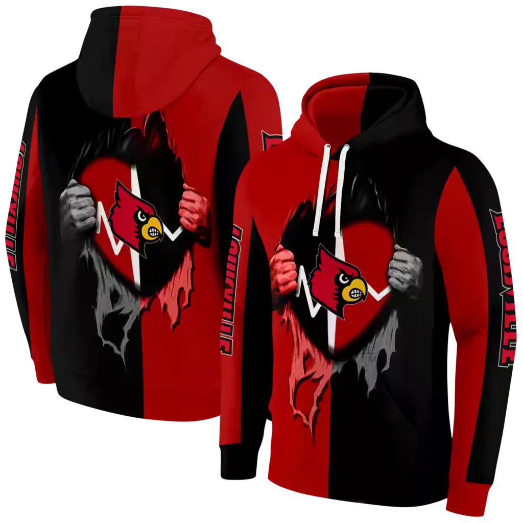 louisville cardinals heartbeat graphic red hoodie fashion forward louisville cardinals heartbeat graphic red hoodie fashion forward