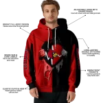 louisville cardinals heartbeat graphic red hoodie best selling