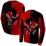 louisville cardinals heartbeat graphic red hoodie best selling