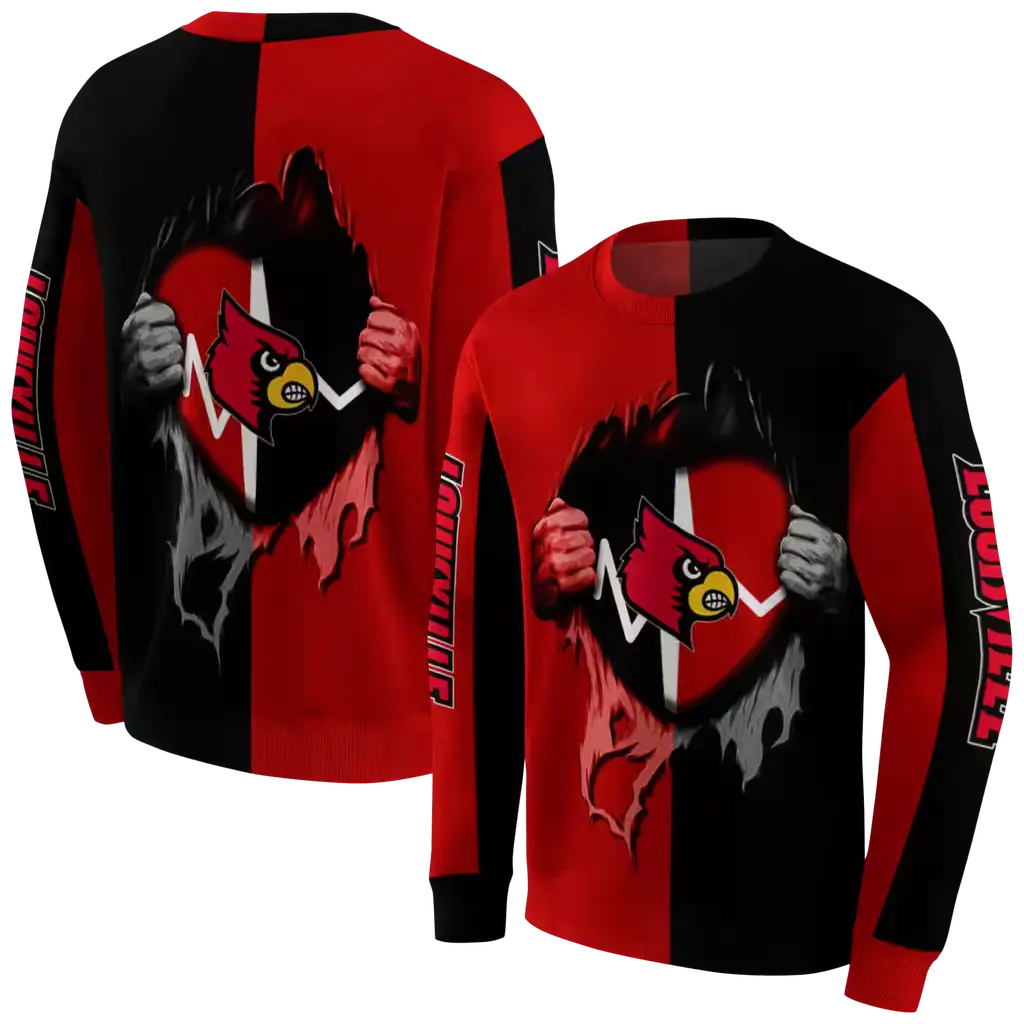 louisville cardinals heartbeat graphic red hoodie premium grade louisville cardinals heartbeat graphic red hoodie premium grade