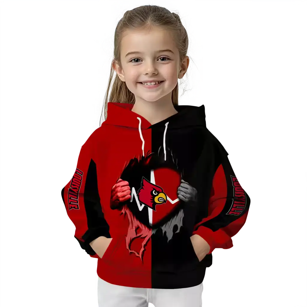 louisville cardinals heartbeat graphic red hoodie top rated louisville cardinals heartbeat graphic red hoodie top rated