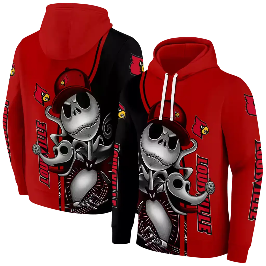louisville cardinals jack skellington red hoodie fashion forward louisville cardinals jack skellington red hoodie fashion forward
