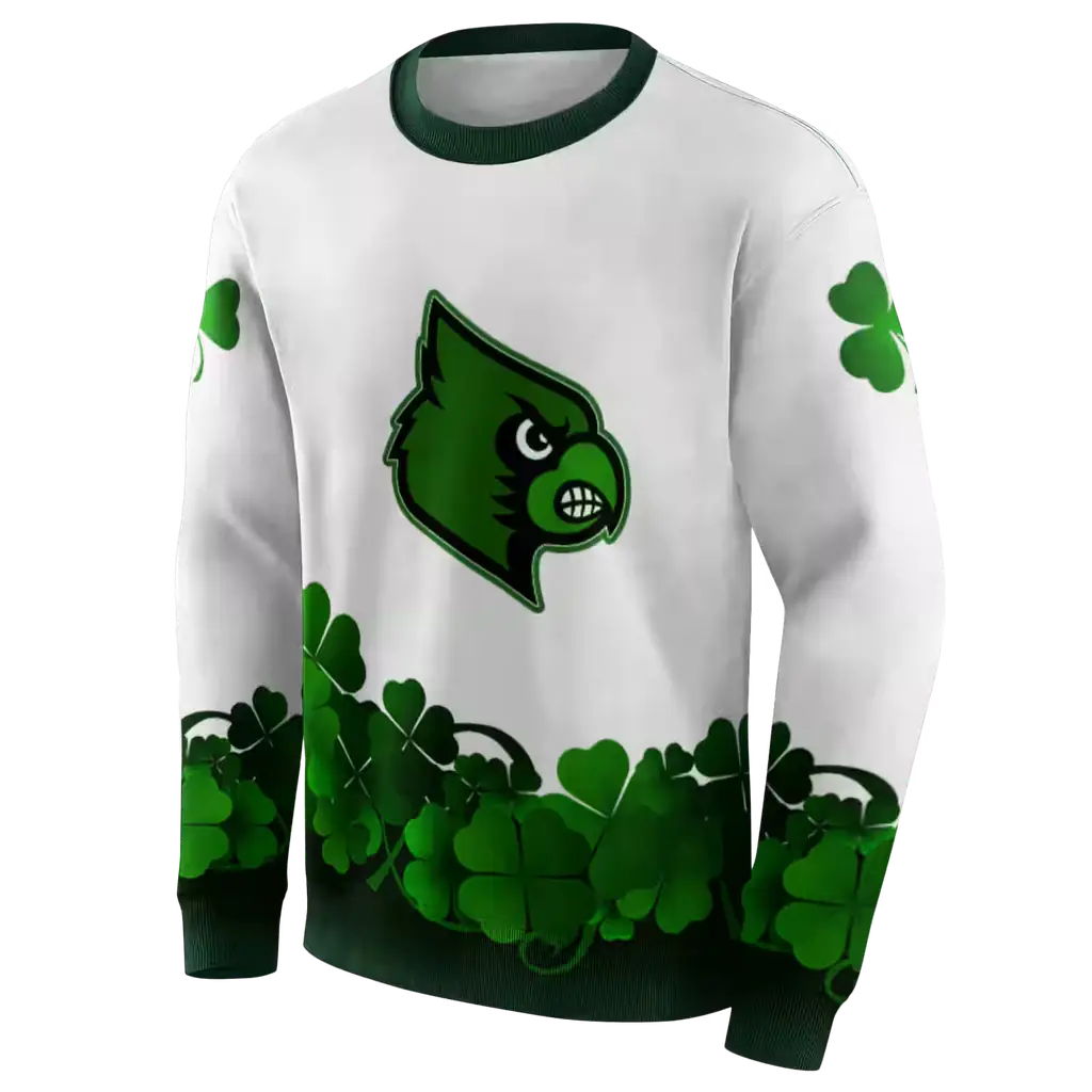 louisville cardinals lucky motif white green hoodie new arrival louisville cardinals lucky motif white green hoodie new arrival