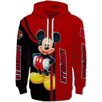 louisville cardinals mickey mouse red black hoodie best selling