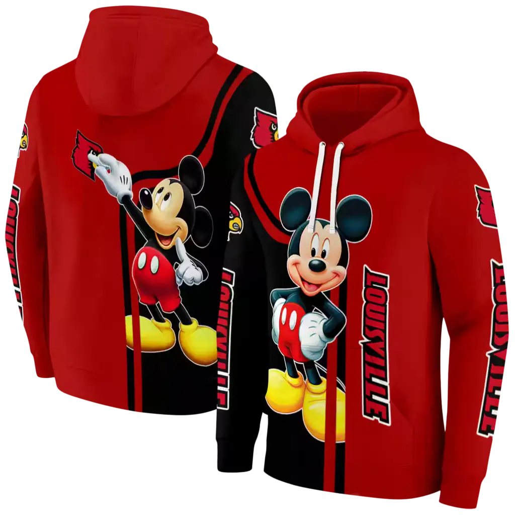 louisville cardinals mickey mouse red black hoodie fashion forward louisville cardinals mickey mouse red black hoodie fashion forward