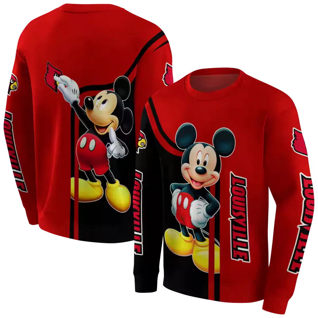 louisville cardinals mickey mouse red black hoodie premium grade louisville cardinals mickey mouse red black hoodie premium grade