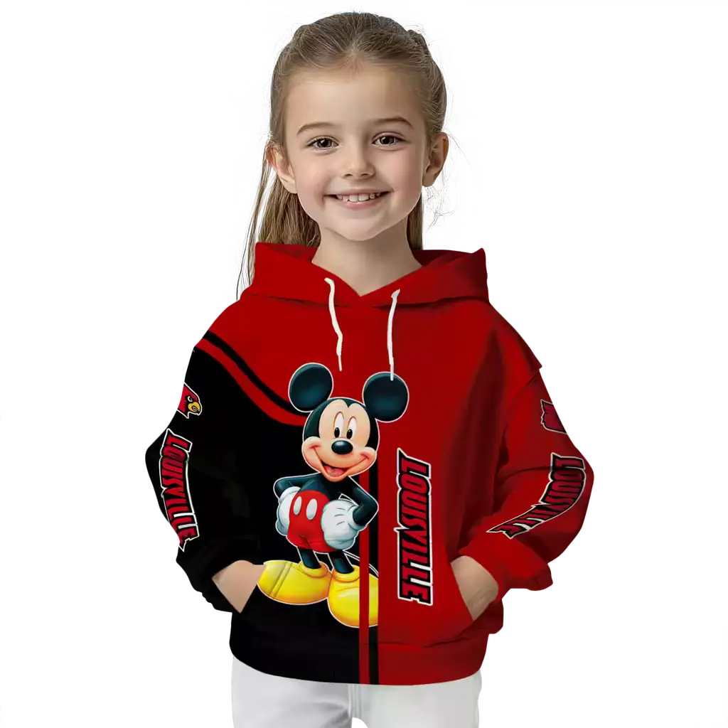 louisville cardinals mickey mouse red black hoodie top rated louisville cardinals mickey mouse red black hoodie top rated