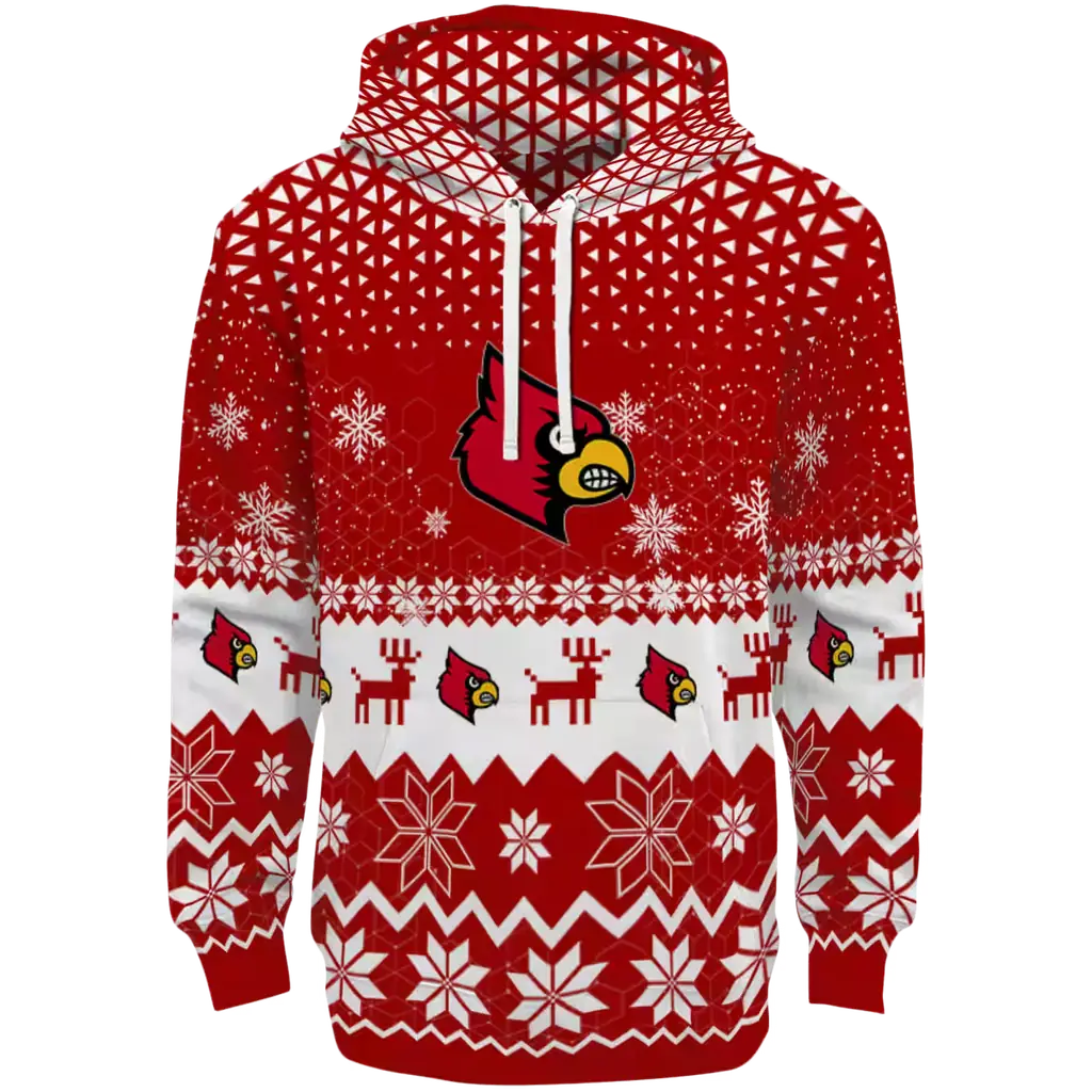 louisville cardinals reindeer motif red hoodie best selling louisville cardinals reindeer motif red hoodie best selling