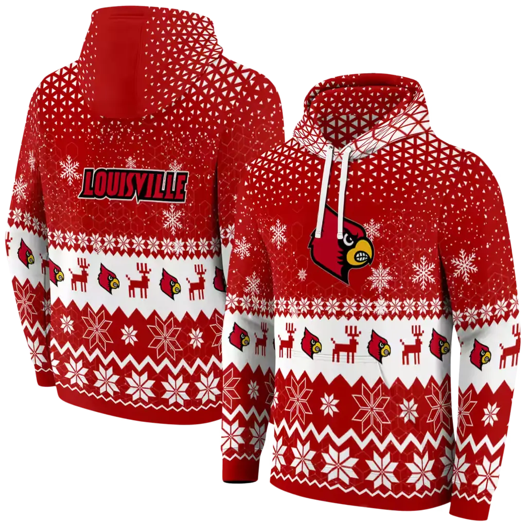louisville cardinals reindeer motif red hoodie fashion forward louisville cardinals reindeer motif red hoodie fashion forward