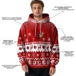 louisville cardinals reindeer motif red hoodie best selling