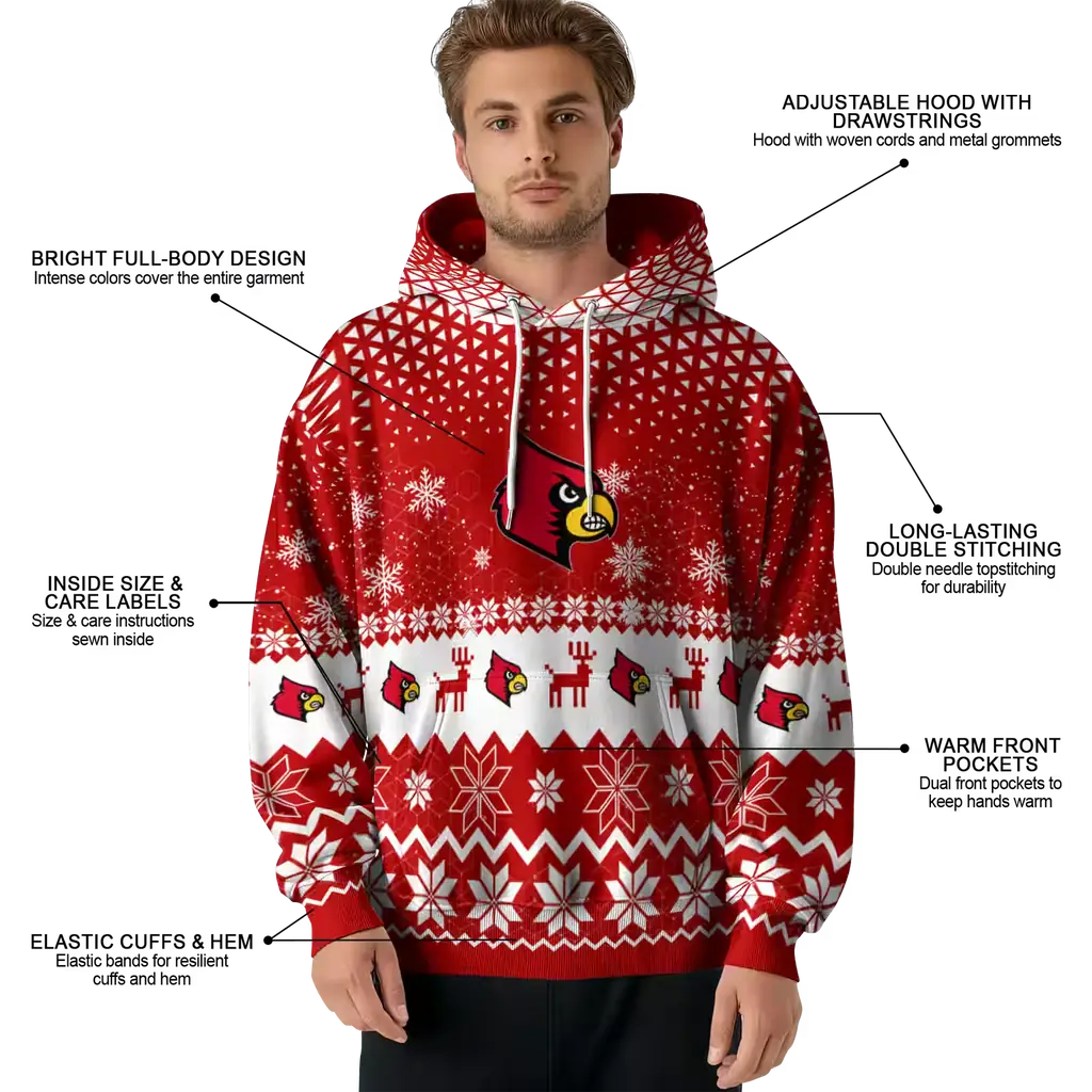 louisville cardinals reindeer motif red hoodie latest model louisville cardinals reindeer motif red hoodie latest model