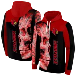 louisville cardinals skull motif red black hoodie best selling