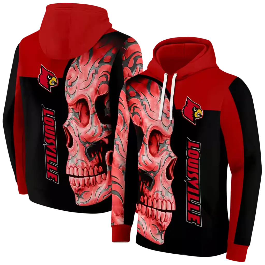 louisville cardinals skull motif red black hoodie fashion forward louisville cardinals skull motif red black hoodie fashion forward