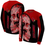 louisville cardinals skull motif red black hoodie best selling