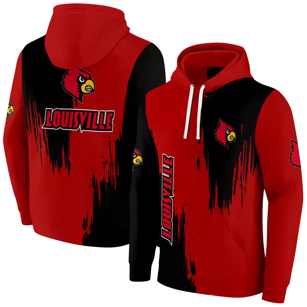 louisville cardinals splatter effect red hoodie fashion forward louisville cardinals splatter effect red hoodie fashion forward