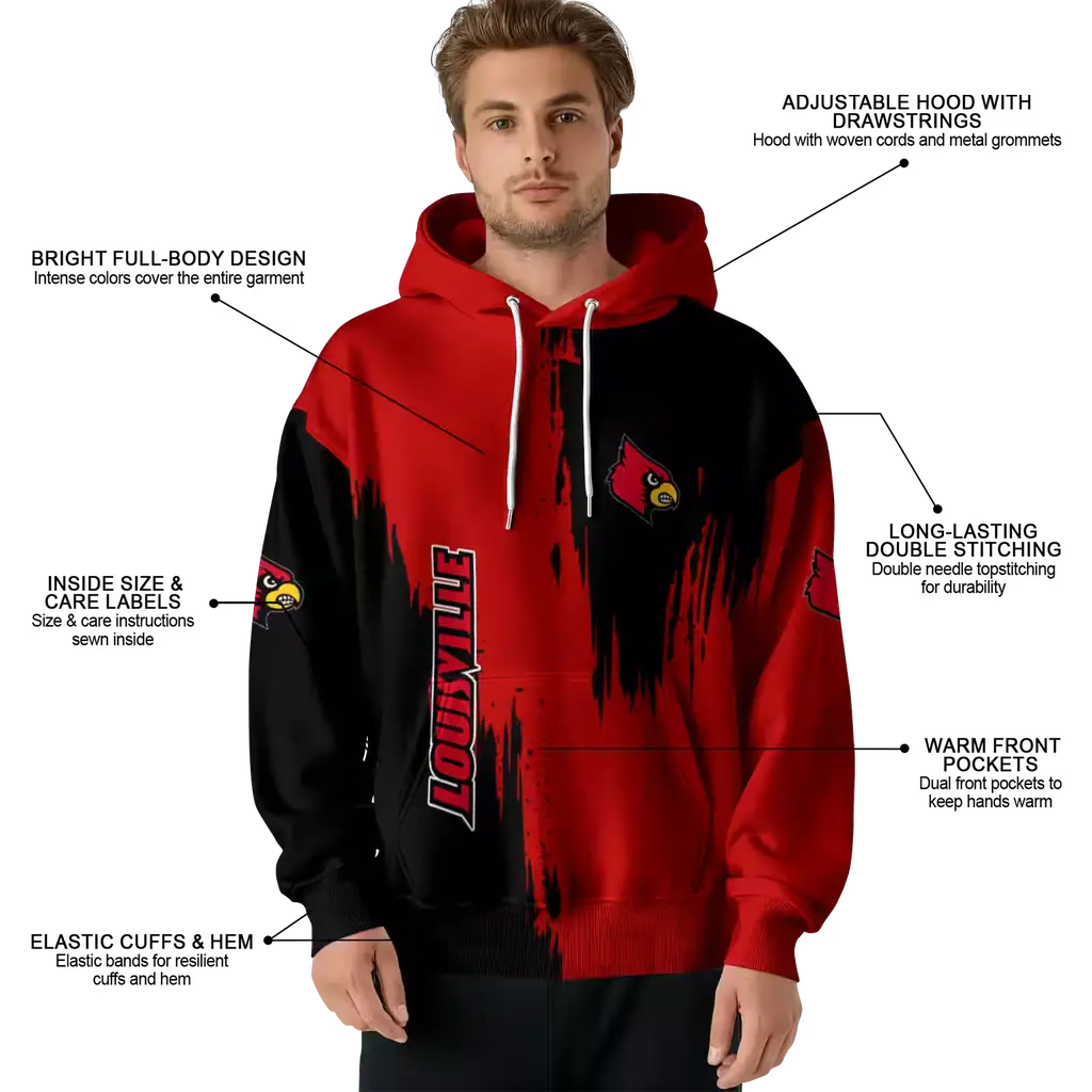 louisville cardinals splatter effect red hoodie latest model louisville cardinals splatter effect red hoodie latest model