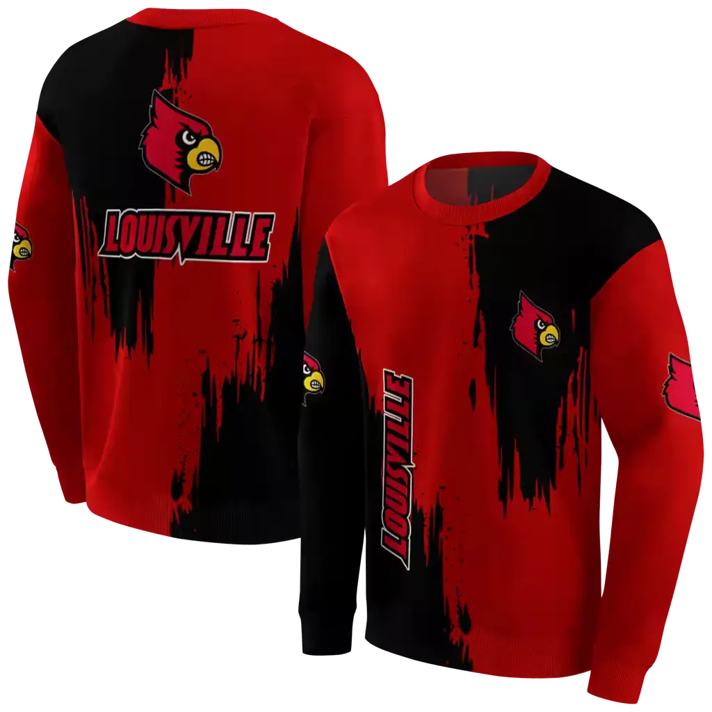louisville cardinals splatter effect red hoodie premium grade louisville cardinals splatter effect red hoodie premium grade