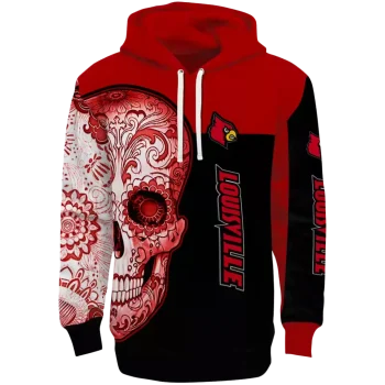 louisville cardinals sugar skull red black hoodie best selling