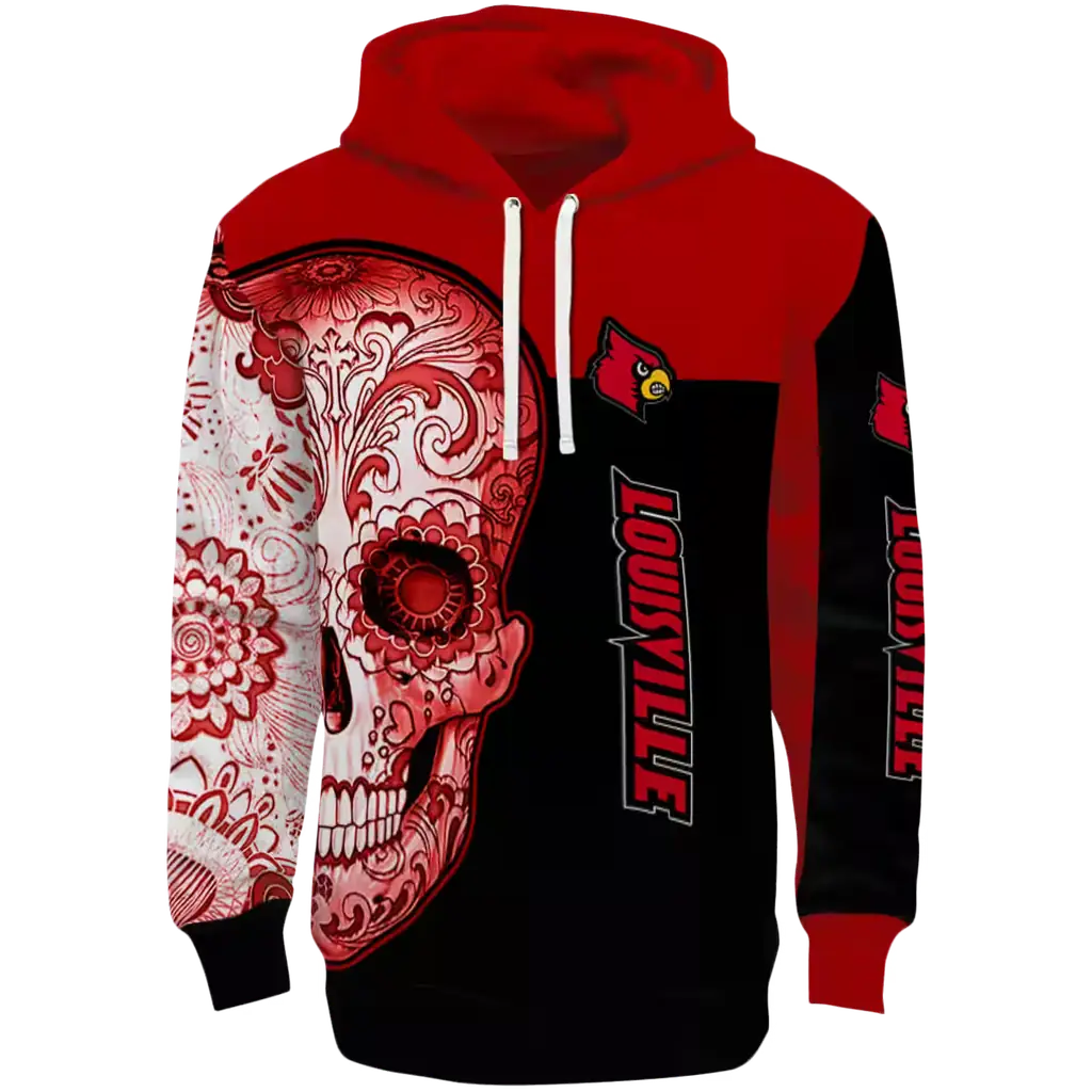 louisville cardinals sugar skull red black hoodie best selling louisville cardinals sugar skull red black hoodie best selling