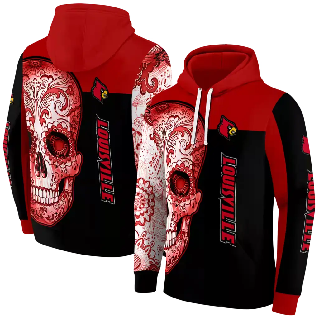 louisville cardinals sugar skull red black hoodie fashion forward louisville cardinals sugar skull red black hoodie fashion forward