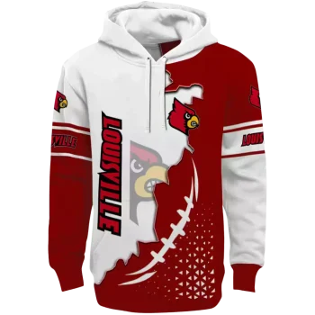 louisville cardinals triangular pattern red white hoodie best selling