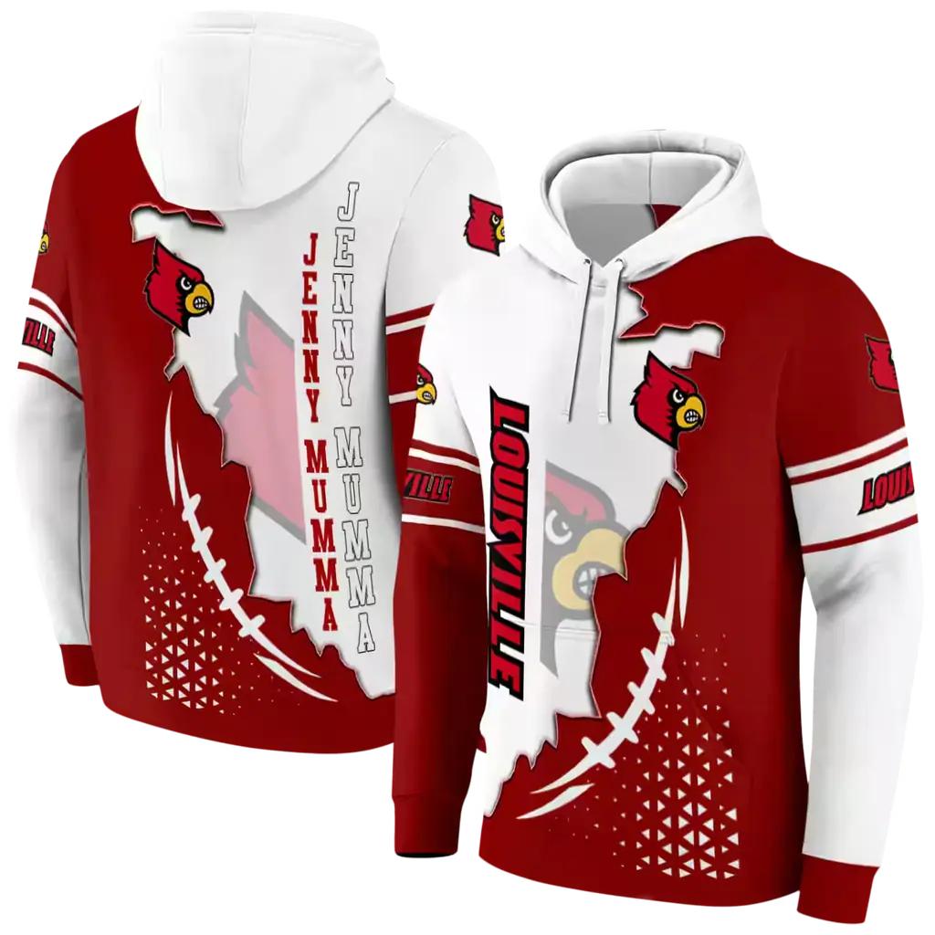 louisville cardinals triangular pattern red white hoodie fashion forward louisville cardinals triangular pattern red white hoodie fashion forward