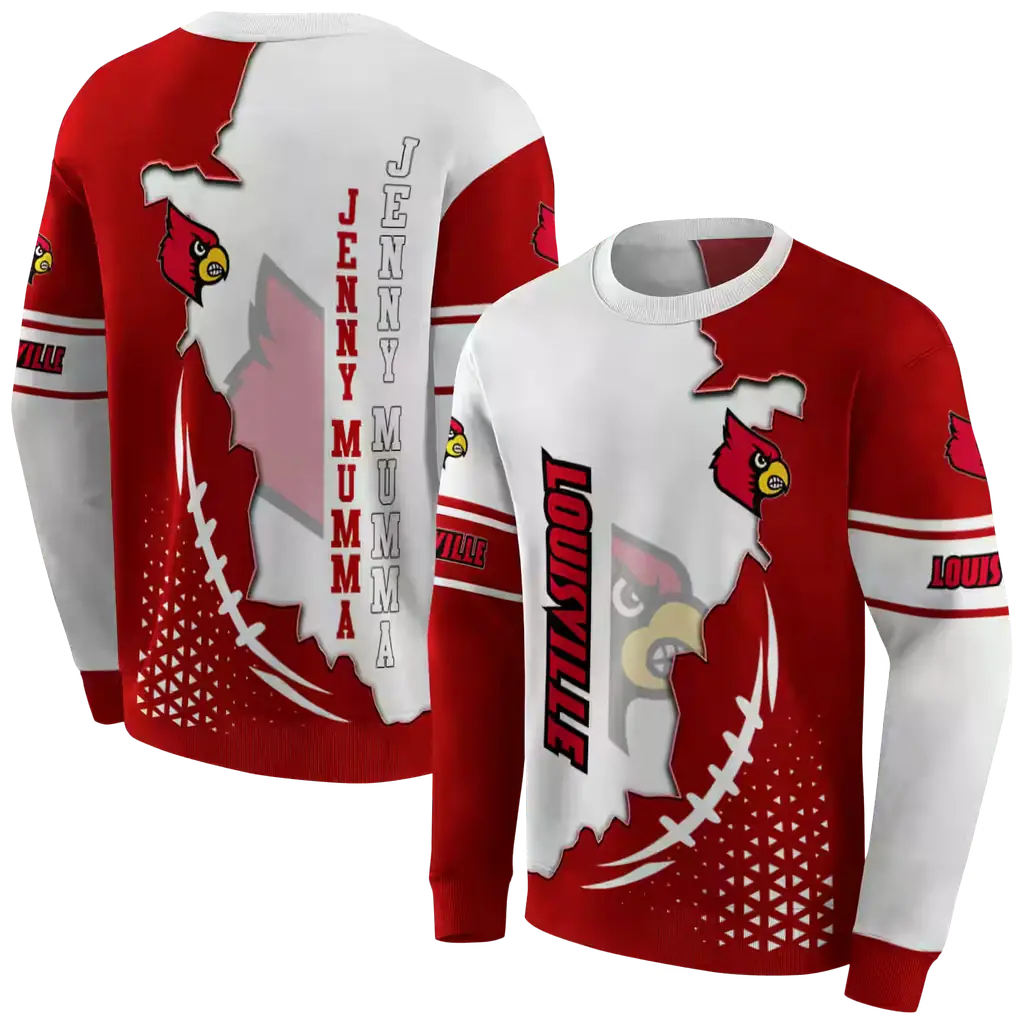 louisville cardinals triangular pattern red white hoodie premium grade louisville cardinals triangular pattern red white hoodie premium grade