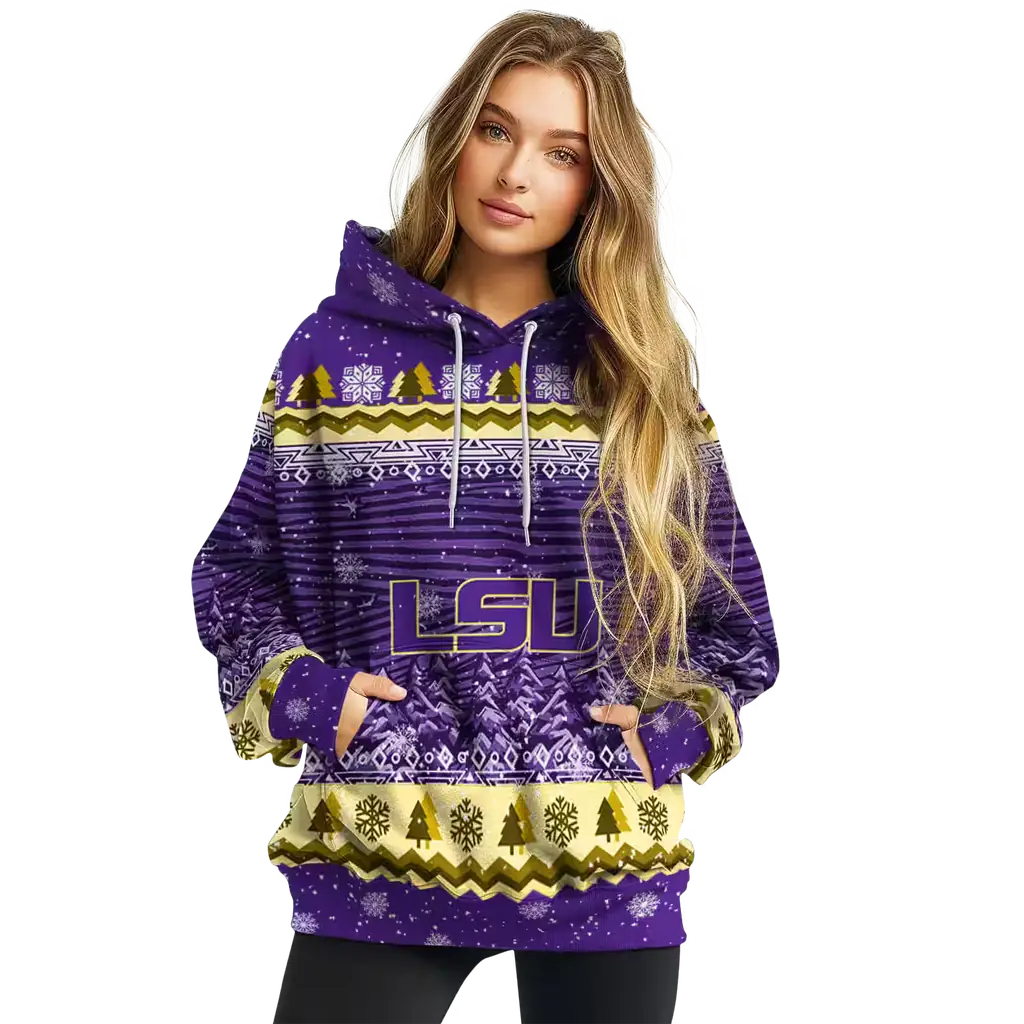 lsu tigers christmas trees purple hoodie high quality lsu tigers christmas trees purple hoodie high quality