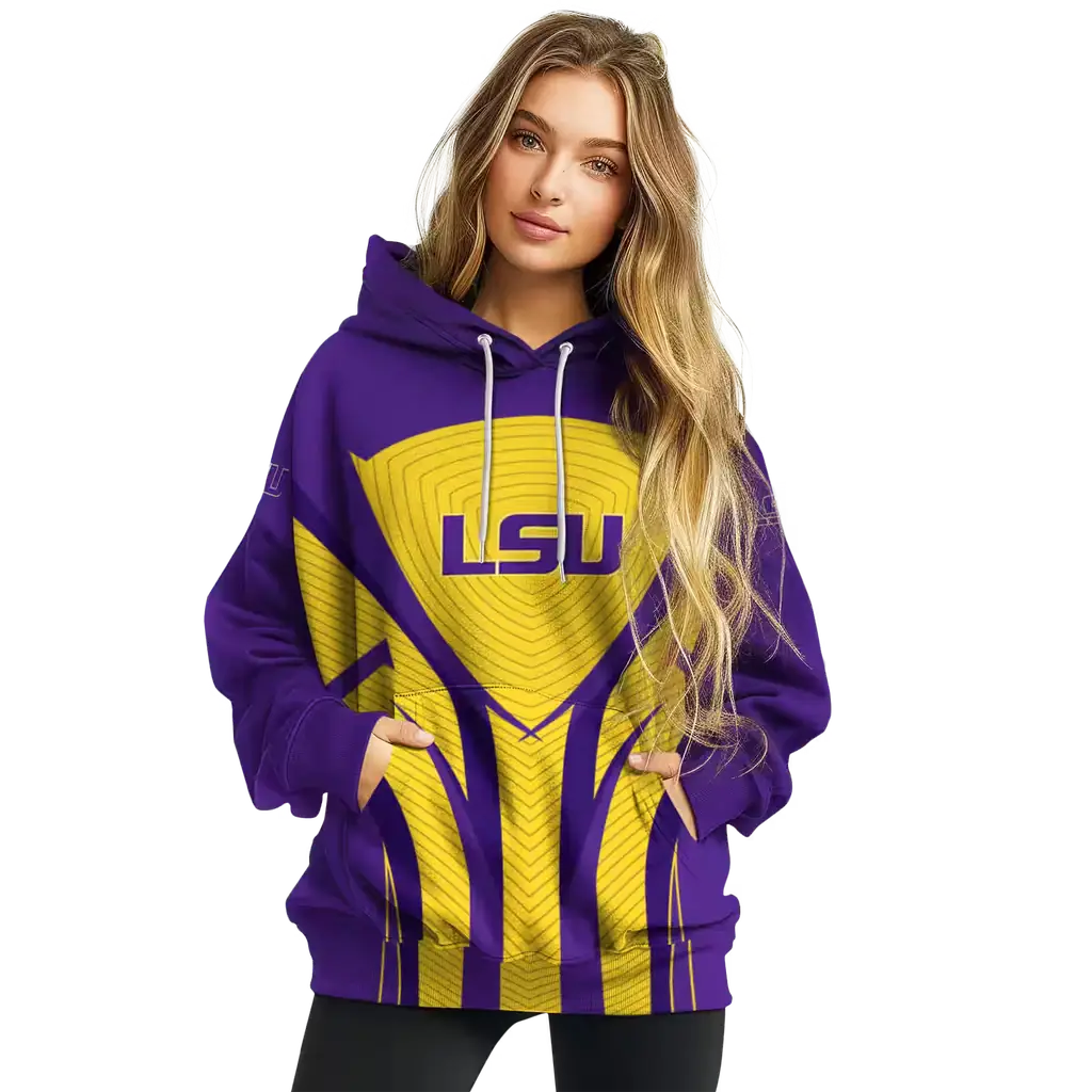 lsu tigers concentric lines purple black hoodie high quality lsu tigers concentric lines purple black hoodie high quality