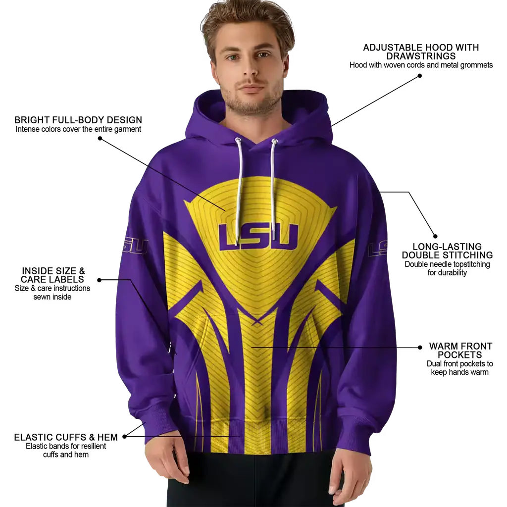 lsu tigers concentric lines purple black hoodie latest model lsu tigers concentric lines purple black hoodie latest model