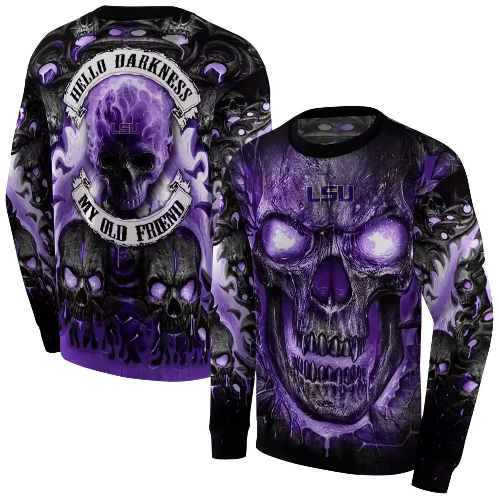lsu tigers demonic skull purple black hoodie premium grade lsu tigers demonic skull purple black hoodie premium grade